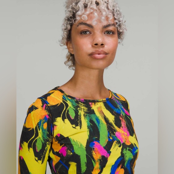 lululemon NWT Wunder train cropped long sleeve sz 4 undertone black multi - Picture 4 of 6